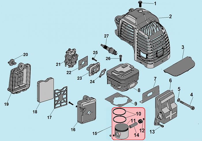3 КАРБЮРАТОР - ПОРШЕНЬ - ЦИЛИНДР - КАРТЕР МОТОКУЛЬТИВАТОР CHAMPION GC252